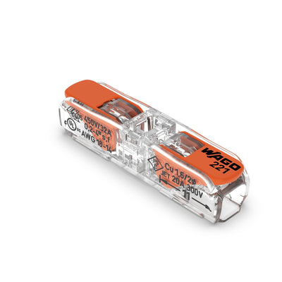 WAGO 2-Leiter-Durchgangsverbindung 4mm² 221-2411, IP20, 220-240V, CE RoHS, Packung mit 60