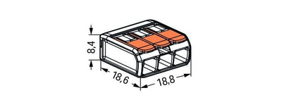WAGO 221-413 3-Wege-Verbindungsklemme 4mm², IP20, 220-240V, CE RoHS, 50 Stück