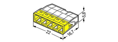 WAGO LED Verbinder 5-polig 0,5-2,5mm², IP20, 220-240V, kompakte Steckklemme, CE RoHS zertifiziert