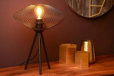Lucide MESH LED table lamp, metal oval design, E27 socket, 40W max, 220-240V, IP20, Matt Black, 300x300x410mm