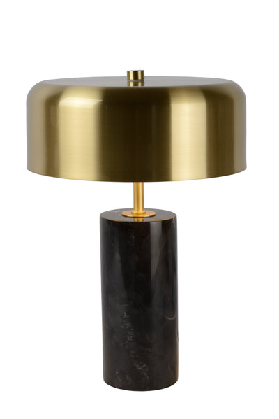 Lucide MIRASOL modern table lamp Ø25cm Black marble metal, 3xG9 sockets, dimmable with cable switch, IP20