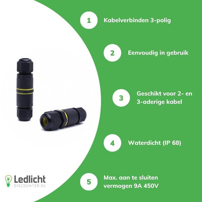 LCB wasserdichter 3-poliger Kabelverbinder für 0,5-1mm² 220-240V, IP68 Außenbereich, CE RoHS zertifiziert