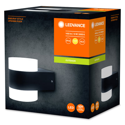 Ledvance ENDURA Style UpDown Puck LED Wall Light 13W 3000K 980 lumens IP44 Dark Gray Outdoor
