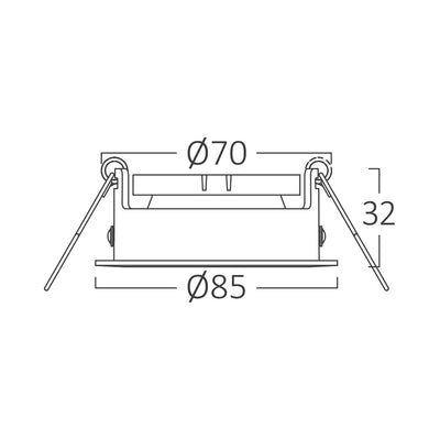 Braytron GU10 recessed LED spotlight, 35W max, IP20, round aluminium White-Black, 85mm cutout 70mm