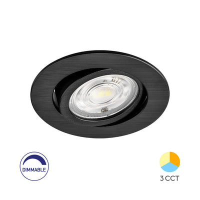 Braytron LED Spotlight 7W Black Round 3-in-1 CCT Dimmable 220-240V 630 lumens IP20 38° Indoor Lighting