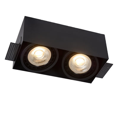 Lucide randloser Einbaustrahler LED 2xGU10 Schwarz, 220-240V, IP20, Aluminiumgehäuse, CE RoHS zertifiziert