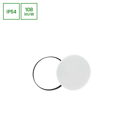 Spectrum LED surface light with sensor 18W 3000K 1950 lumens 230V IP54 IK04 White Black round