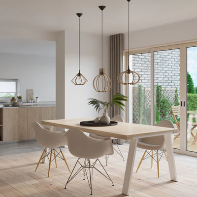 Sollux Lighting LED hanging lamp wood POMPELMO, E27 socket, IP20, 220-240V, Matte Gold Brass finish