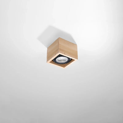 Sollux Lighting QUATRO 1 LED ceiling spotlight, natural wood, IP20, 220-240V, 50W max, CE RoHS