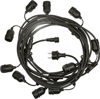 Spectrum LED festoon string light 5m with 10x E27 sockets, outdoor decorative lighting, optional LED bulbs
