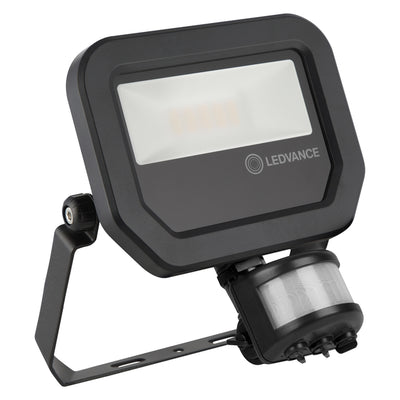 Spectrum LED Strahler mit Sensor Schwarz 10W 1100 Lumen 3000K IP65 breiter Lichtkegel Außenbeleuchtung