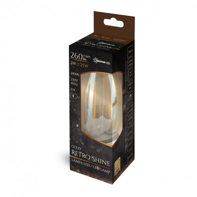 Spectrum LED Candle C35 E14 230V 2W 2400K Warm White 260 lumens 300° Retroshine COG Filament Bulb