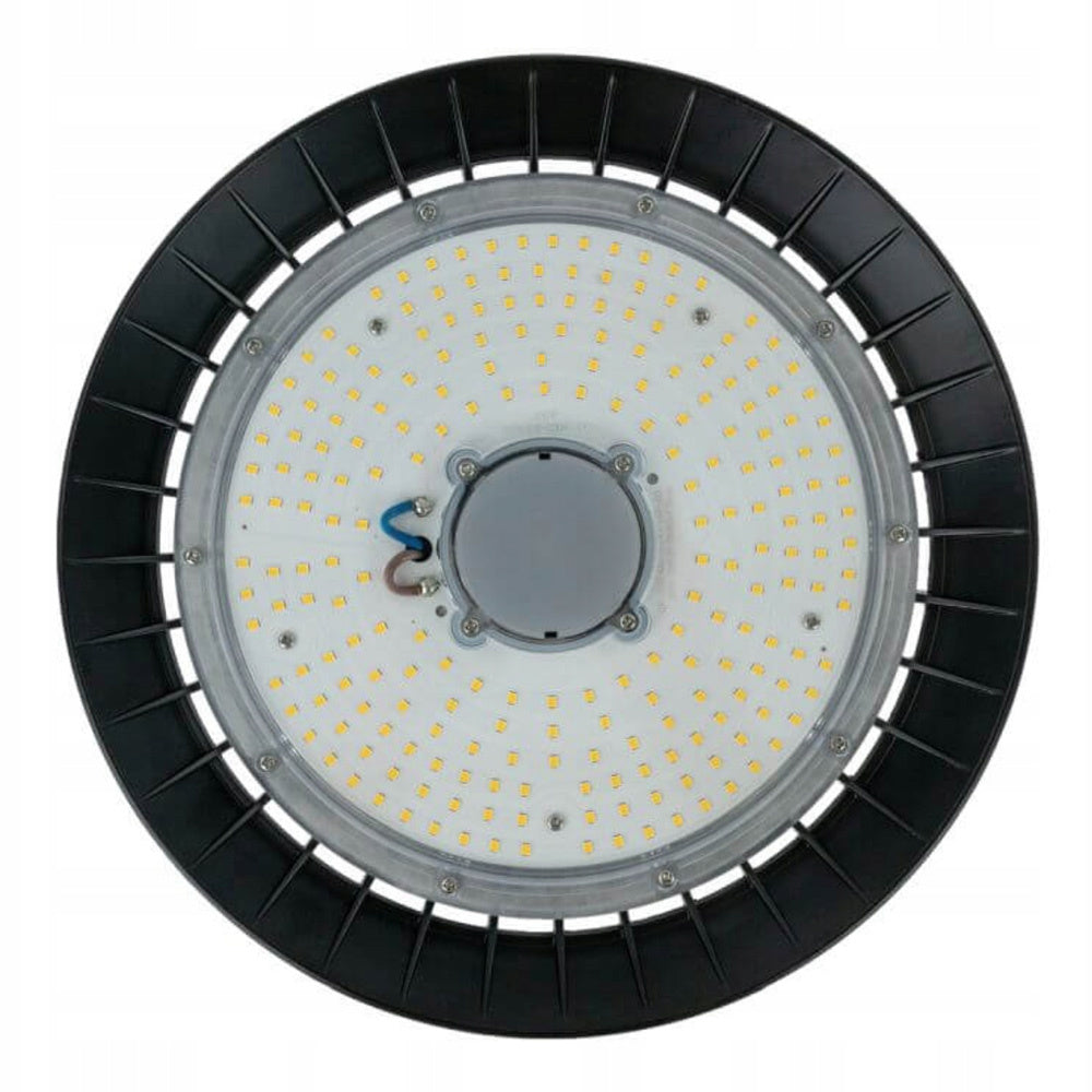 Tsong LED High Bay UFO 100W 15000 Lumen 1-10V dimmbar 3000K Philips Chip IP20 CRI 80 CE RoHS Schwarz