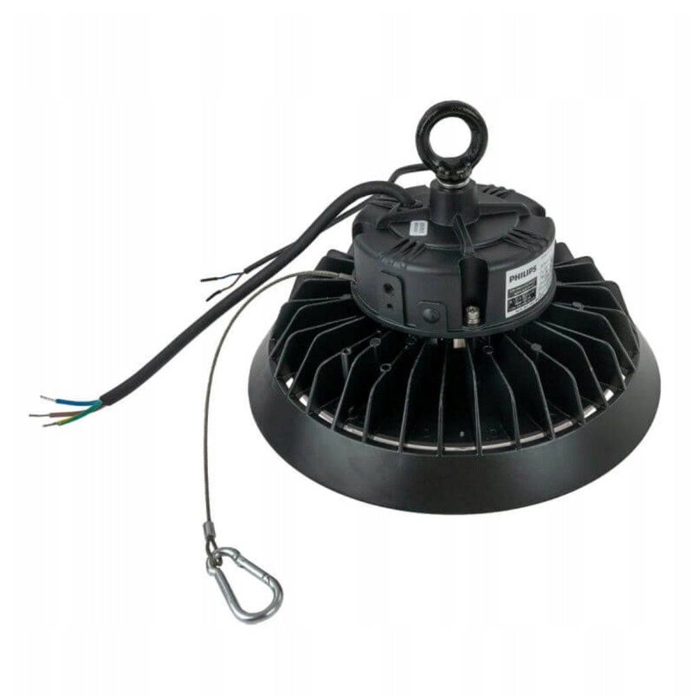 Tsong LED High Bay UFO 100W 15000 Lumen 1-10V dimmbar 3000K Philips Chip IP20 CRI 80 CE RoHS Schwarz