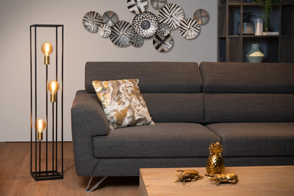 Lucide RUBEN Stehlampe, 3xE27 Fassungen, 220-240V, IP20, Metall Matt Schwarz, Retro-Stil, 1200mm Höhe