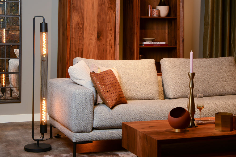 Lucide CALIXT floor lamp, 2xE27 sockets, 220-240V, dimmable, Black metal, modern design, IP20, 1300mm height