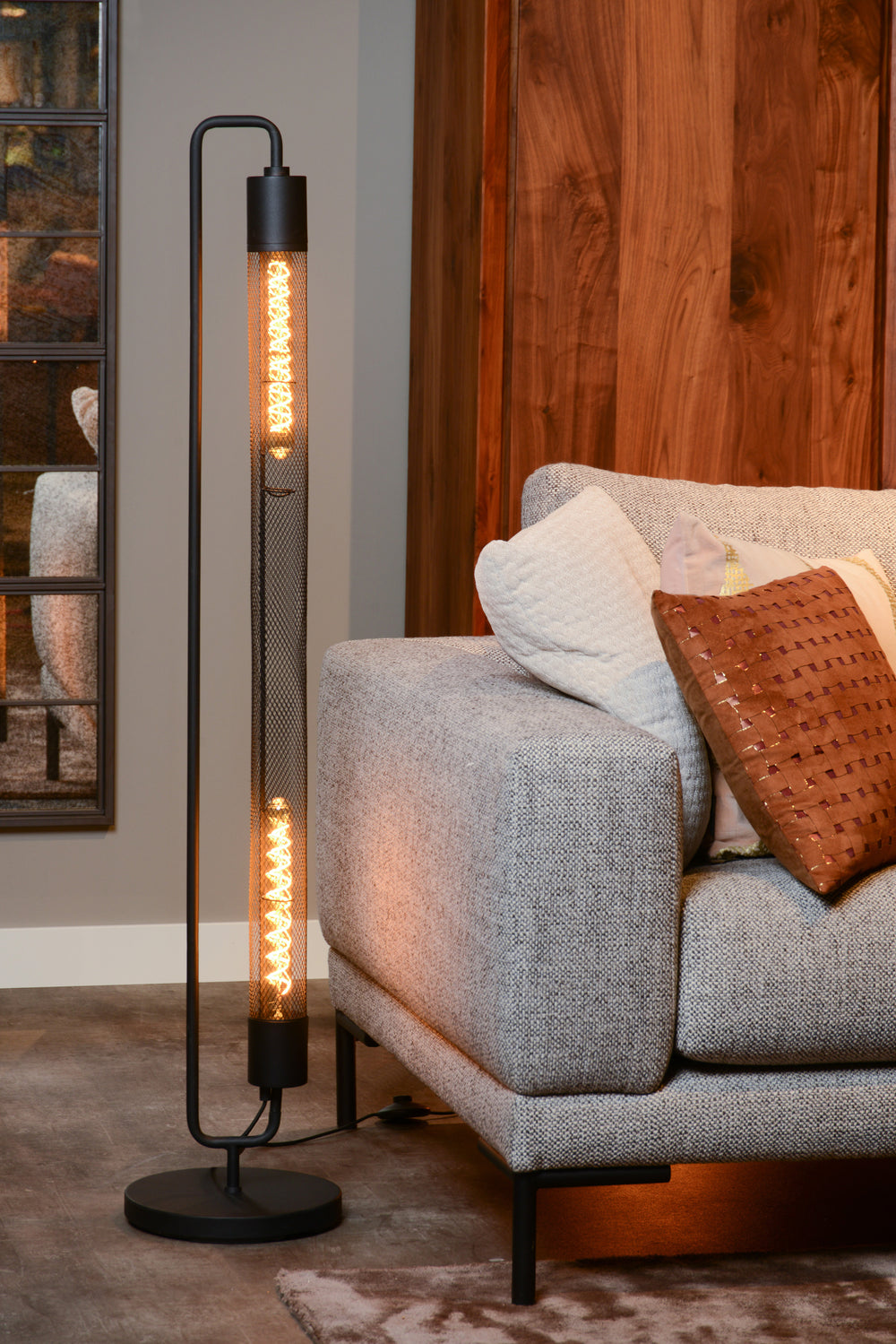 Lucide CALIXT floor lamp, 2xE27 sockets, 220-240V, dimmable, Black metal, modern design, IP20, 1300mm height