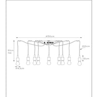Lucide FIX multi hanging light, 10xE27 sockets, Black metal frame, adjustable height, modern ceiling lamp