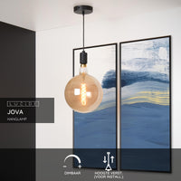 Lucide JOVA Hängelampe Schwarz & Gold, 1xE27 Fassung, höhenverstellbar, Metalldesign, IP20 Innen-Pendelleuchte