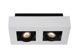 Lucide XIRAX LED ceiling spotlight, 2x5W GU10, dim to warm 2200K-3000K, IP20, White aluminium