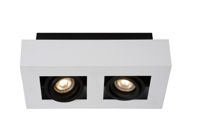 Lucide XIRAX LED ceiling spotlight, 2x5W GU10, dim to warm 2200K-3000K, IP20, White aluminium