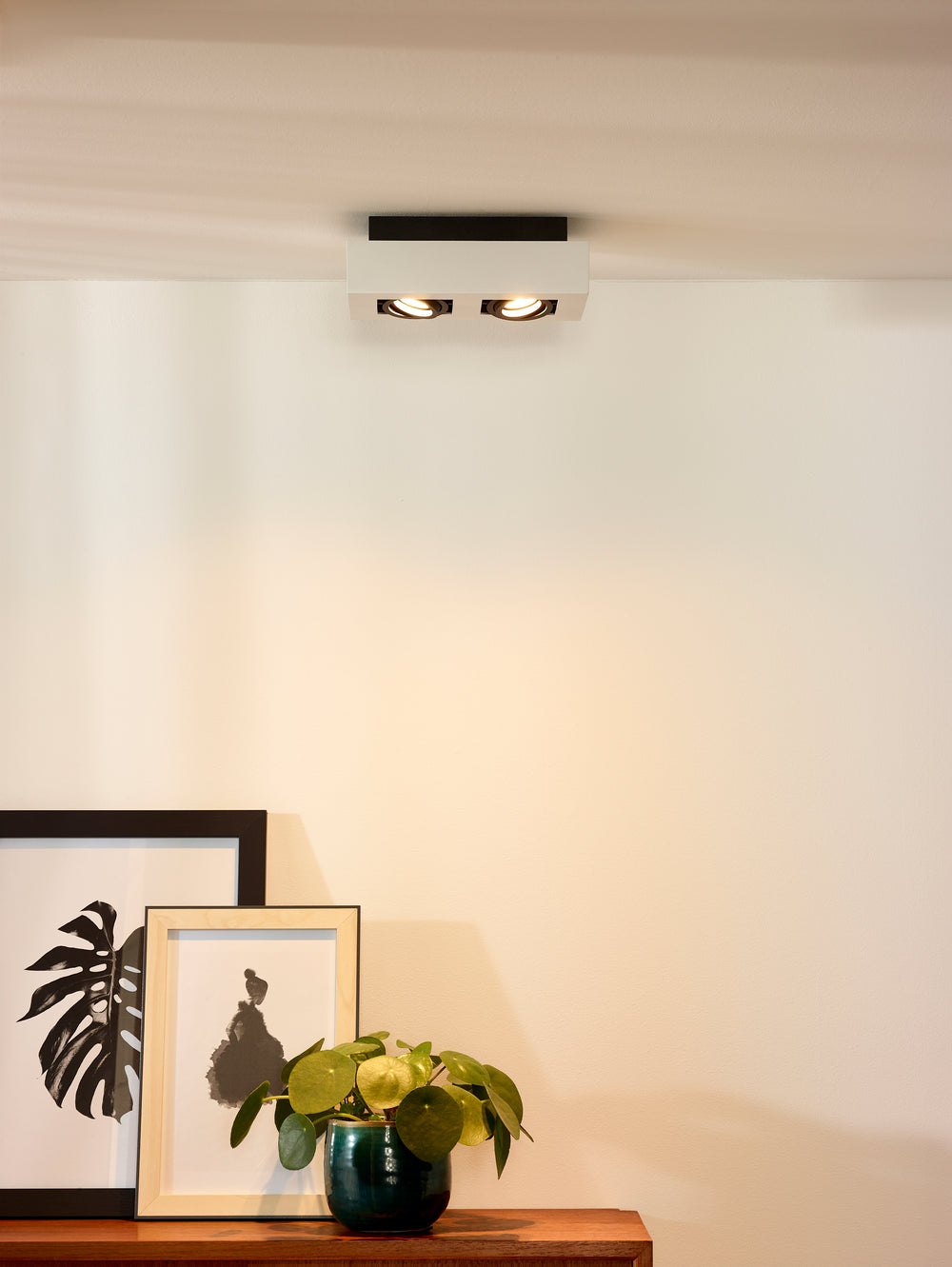 Lucide XIRAX LED ceiling spotlight, 2x5W GU10, dim to warm 2200K-3000K, IP20, White aluminium