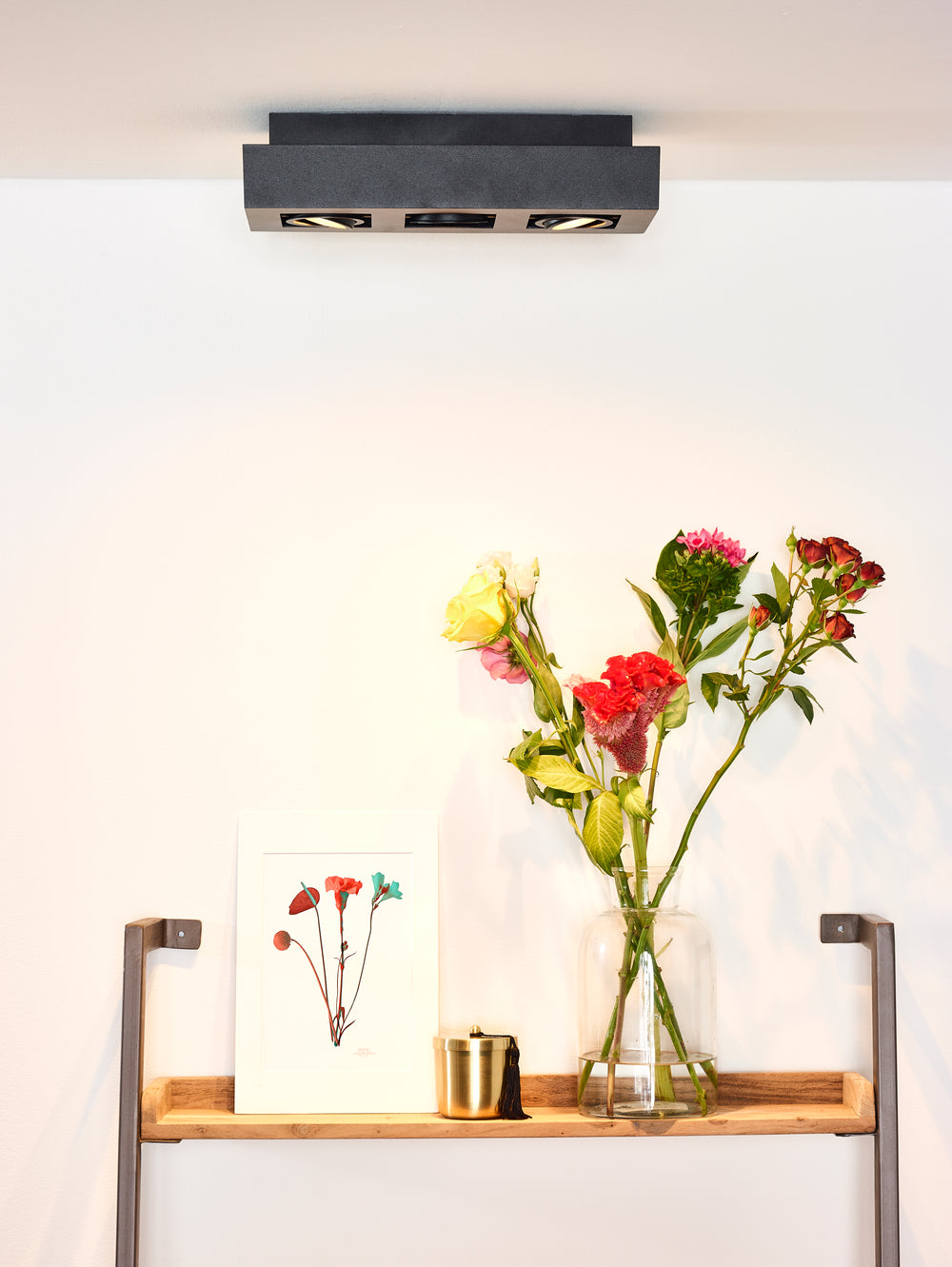 Lucide XIRAX LED ceiling spotlight, 3x5W GU10, dim to warm 2200K-3000K, IP20, Sand Black aluminum