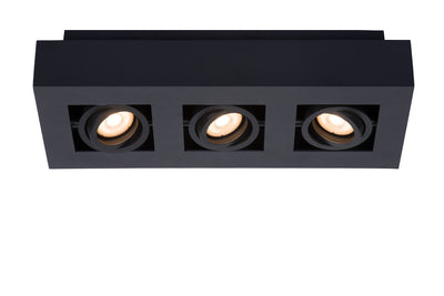 Lucide XIRAX LED Deckenstrahler, 3x5W GU10, Dim-to-Warm 2200K-3000K, IP20, Sand Schwarz Aluminium