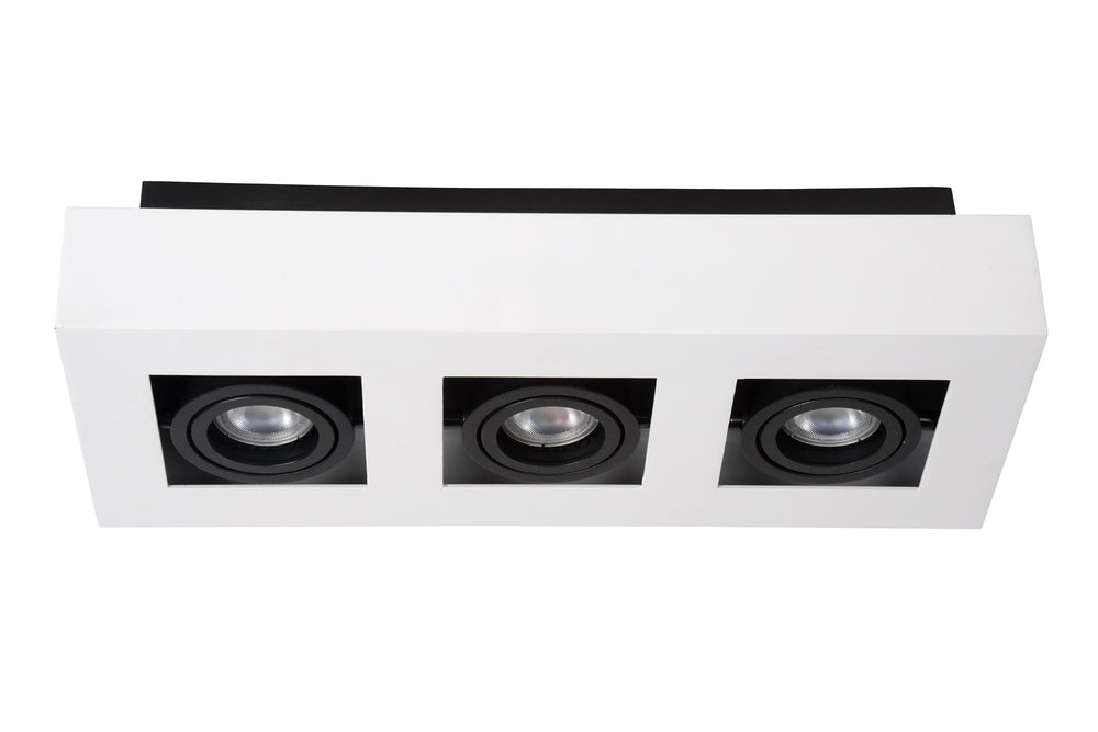 Lucide XIRAX LED ceiling spotlight, 3x5W GU10, dim to warm 2200K-3000K, IP20, White aluminium