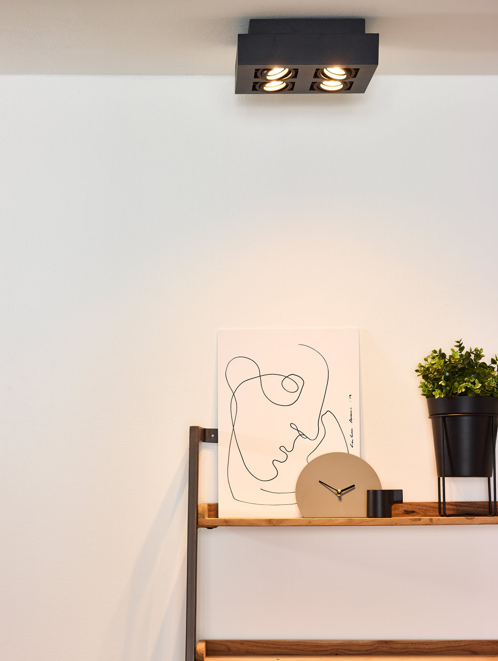 Lucide XIRAX LED-Deckenstrahler 4x5W GU10 dim to warm 2200K-3000K Schwarzes Aluminium modern quadratisch IP20