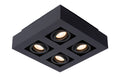 Lucide XIRAX LED-Deckenstrahler 4x5W GU10 dim to warm 2200K-3000K Schwarzes Aluminium modern quadratisch IP20
