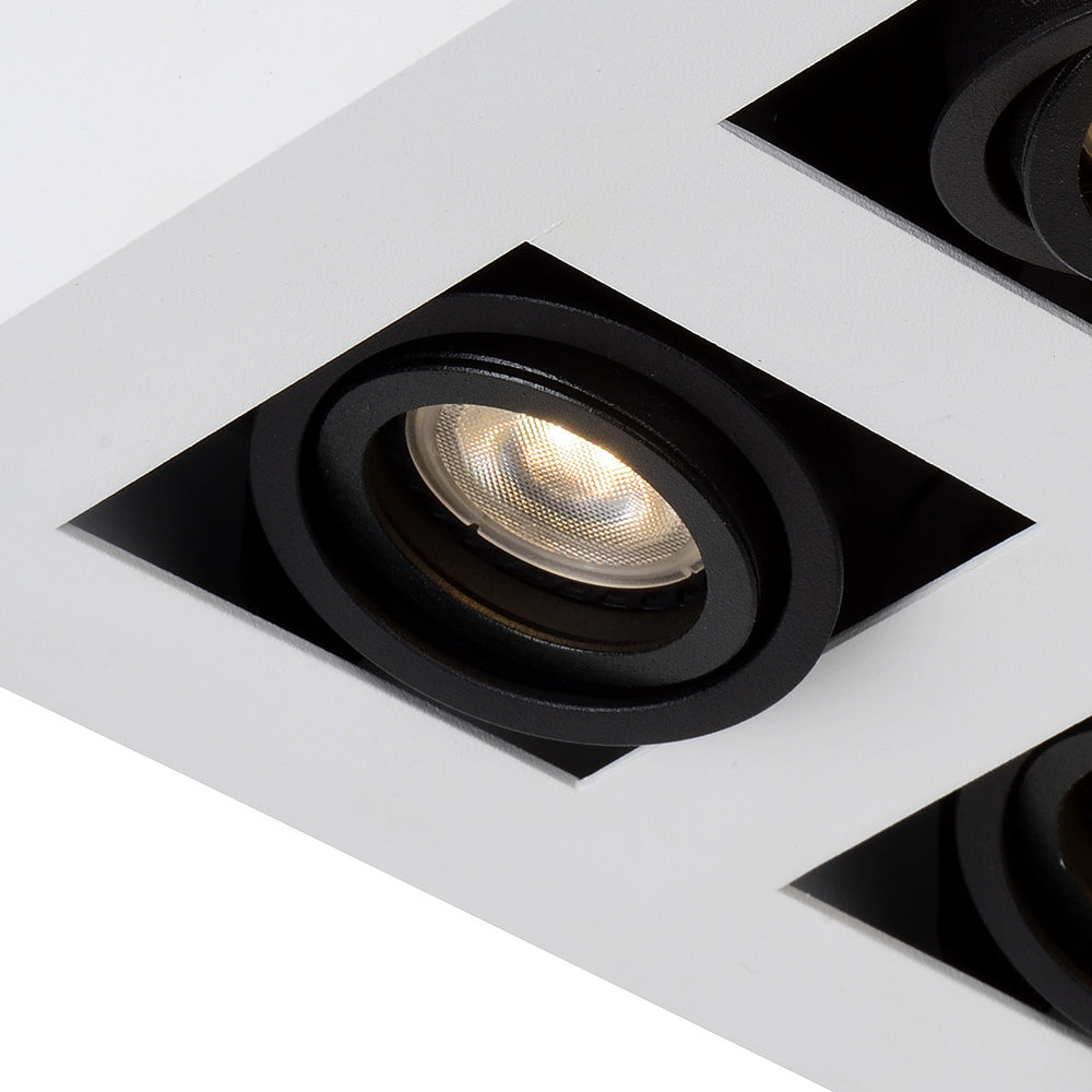Lucide XIRAX LED ceiling spotlight, 4x5W GU10, dim to warm 2200K-3000K, IP20, square White aluminium