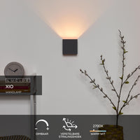 Lucide XIO LED Wandleuchte, dimmbar G9 1x4W 2700K, verstellbarer Abstrahlwinkel, Dunkelgrau, modernes quadratisches Design