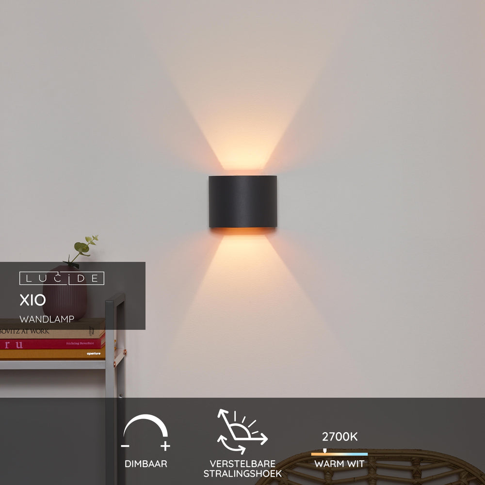 Lucide XIO LED Wandleuchte, dimmbar G9 3.5W 2700K, verstellbarer Abstrahlwinkel, Dunkelgrau modernes Aluminium