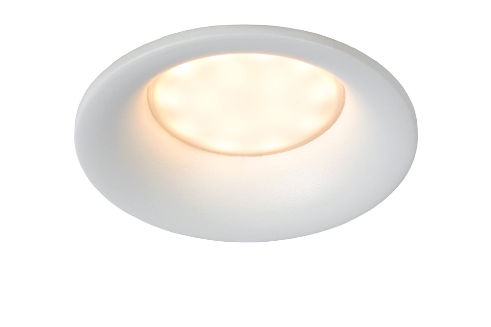 Lucide ZIVA LED Einbau-Badezimmerstrahler, GU10-Fassung, IP44, rundes Aluminium, Sandweiß, Ø84mm