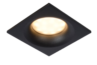 Lucide ZIVA Einbauspot LED Sand Schwarz, 1xGU10, IP44 Badezimmerleuchte, quadratisch Aluminium 85x85mm