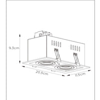 Lucide CHIMNEY recessed spotlight 2xGU10 Sand Black Aluminium IP20 220-240V 205x115mm modern design