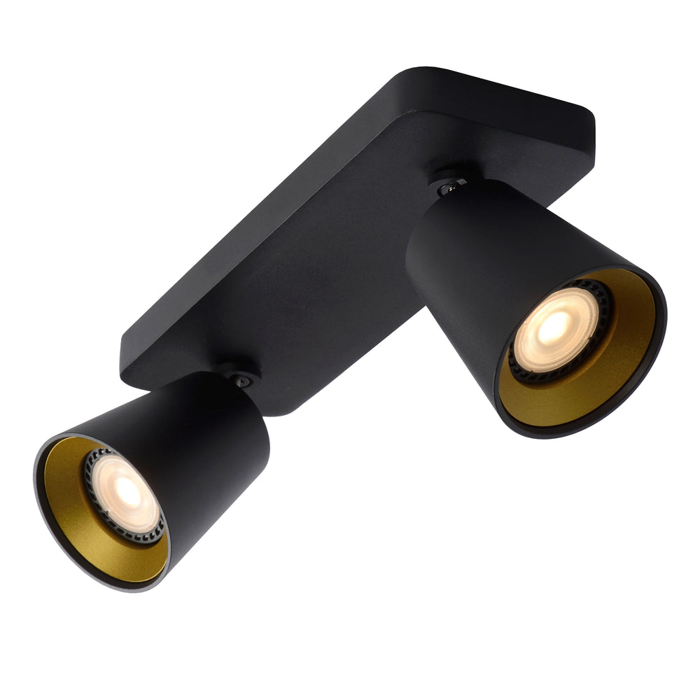 Lucide TURNON LED-Deckenstrahler, 2x5W GU10, dim to warm 2200K-3000K, Schwarzes Aluminium, IP20