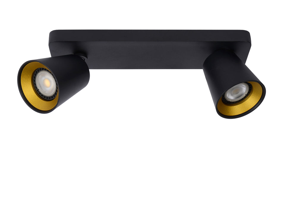 Lucide TURNON LED-Deckenstrahler, 2x5W GU10, dim to warm 2200K-3000K, Schwarzes Aluminium, IP20