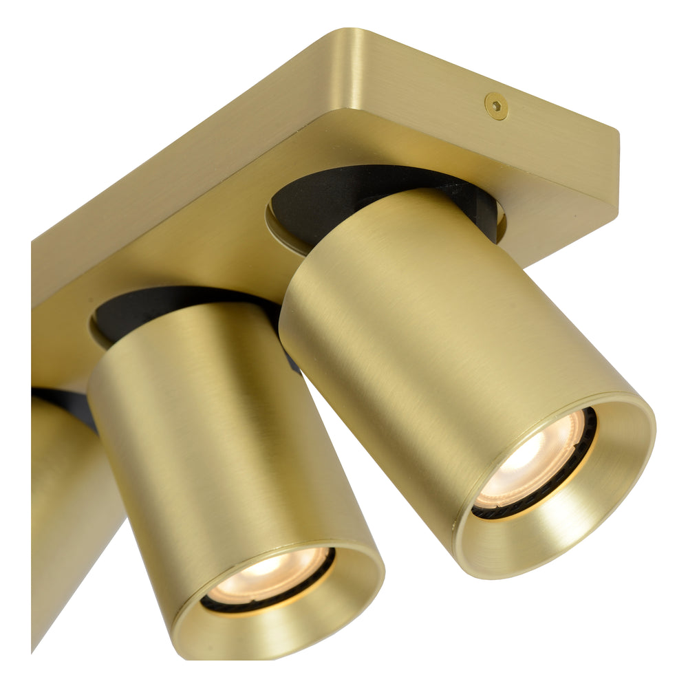 Lucide NIGEL LED-Deckenstrahler, 3x5W GU10 Dim-to-Warm 2200K-3000K, verstellbares gebürstetes Gold-Aluminium