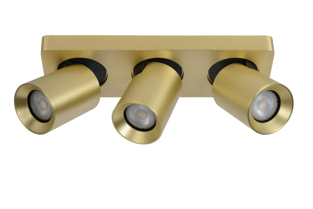 Lucide NIGEL LED-Deckenstrahler, 3x5W GU10 Dim-to-Warm 2200K-3000K, verstellbares gebürstetes Gold-Aluminium