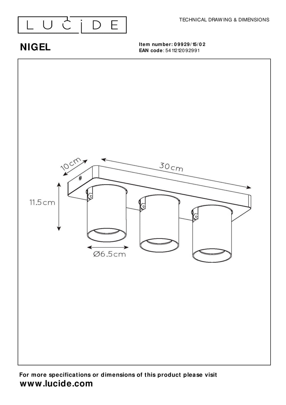 Lucide NIGEL LED-Deckenstrahler, 3x5W GU10 Dim-to-Warm 2200K-3000K, verstellbares gebürstetes Gold-Aluminium