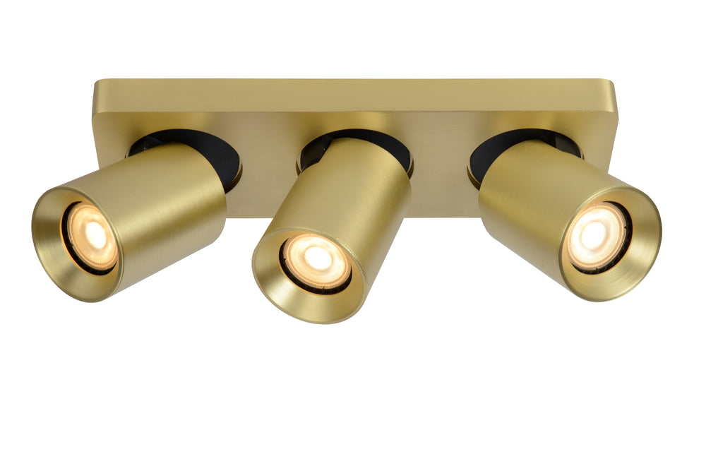 Lucide NIGEL LED-Deckenstrahler, 3x5W GU10 Dim-to-Warm 2200K-3000K, verstellbares gebürstetes Gold-Aluminium