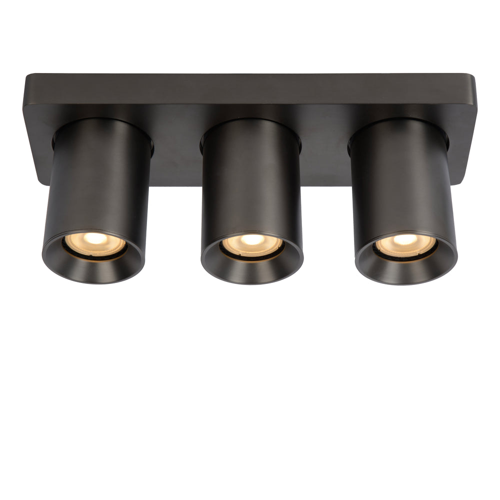 Lucide NIGEL LED Deckenstrahler 3x5W GU10 dim to warm 2200K-3000K 960 Lumen Anthrazit IP20 verstellbar