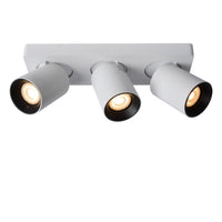 Lucide NIGEL LED Deckenstrahler, 3x5W GU10 dim to warm 2200K-3000K, verstellbares Aluminium Weiß, IP20