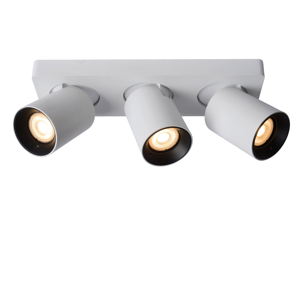 Lucide NIGEL LED Deckenstrahler, 3x5W GU10 dim to warm 2200K-3000K, verstellbares Aluminium Weiß, IP20