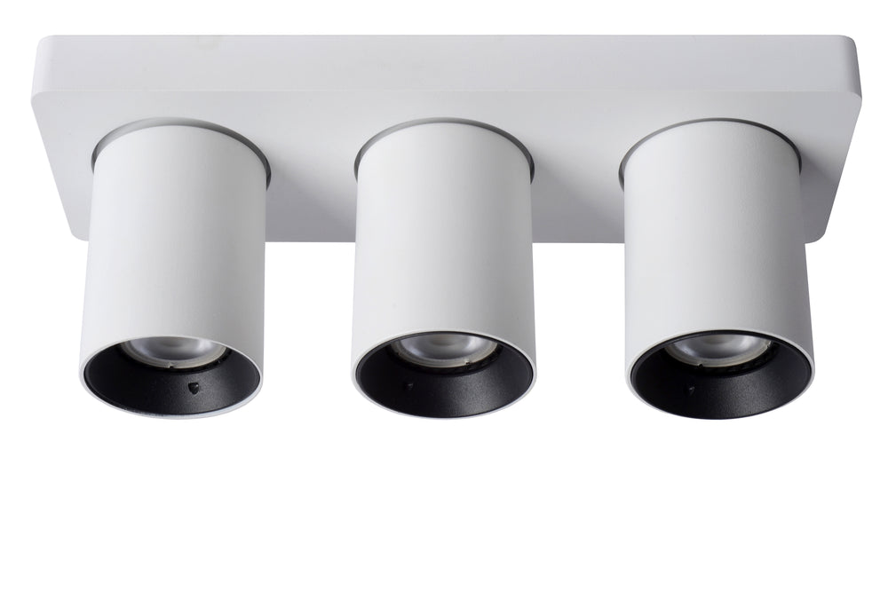 Lucide NIGEL LED Deckenstrahler, 3x5W GU10 dim to warm 2200K-3000K, verstellbares Aluminium Weiß, IP20