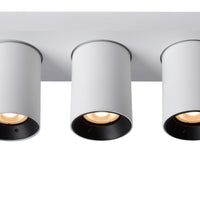Lucide NIGEL LED Deckenstrahler, 3x5W GU10 dim to warm 2200K-3000K, verstellbares Aluminium Weiß, IP20