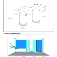 Lucide TAYLOR LED Deckenstrahler, 2x5W GU10 dim to warm 2200K-3000K, IP44 Badezimmerleuchte Schwarz