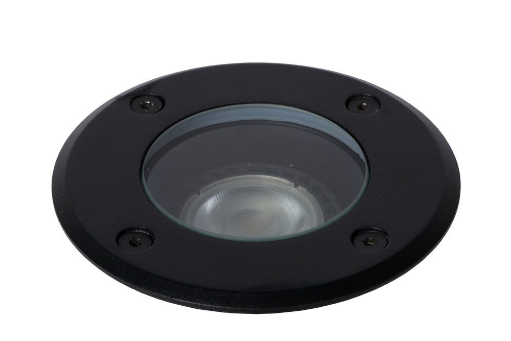 Lucide BILTIN LED Bodeneinbaustrahler IP67 Sand Matt Schwarz Ø108mm GU10 220-240V Außenleuchte